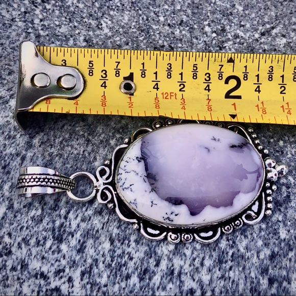 Sterling Silver White Black And Oblique Dendrite Opal Pendant - Picture 6 of 6